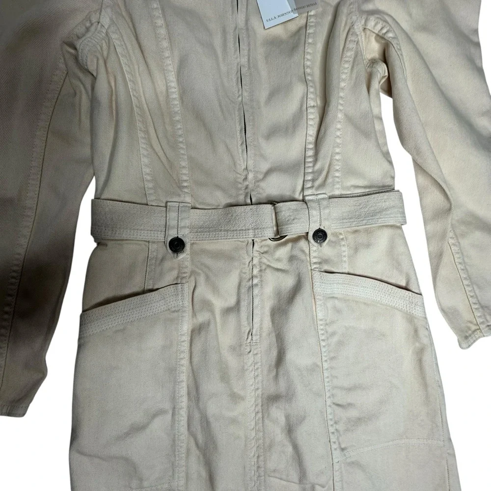 NWT Ulla Johnson Belted Cori Mini Denim Dress in Oat 4 - Picture 8 of 15